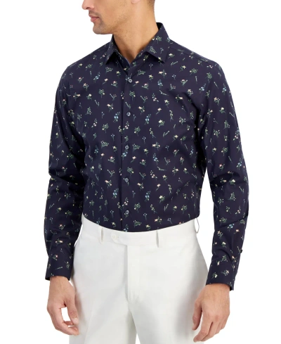 Bar Iii Men's Spring Garden Dress Shirt, Created For Macy's In Navy