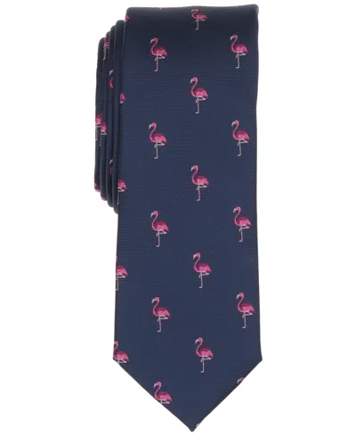 Bar Iii Men's Standing Flamingo Solid Tie, Macy's Exclusive In Blue