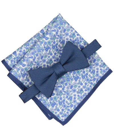 Bar Iii Men's Tallis Solid Bow Tie And Pocket Square, 2-piece Set, Macy's Exclusive In Blue