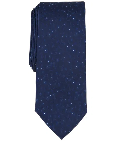 Bar Iii Men's White-dot Floral Tie, Created For Macy's In Navy