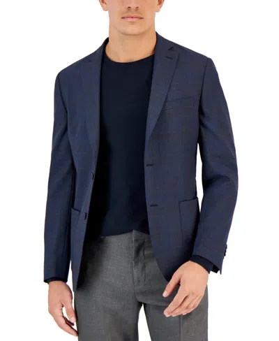 Bar Iii Men's Windowpane Slim Fit Two-button Blazer In Blue