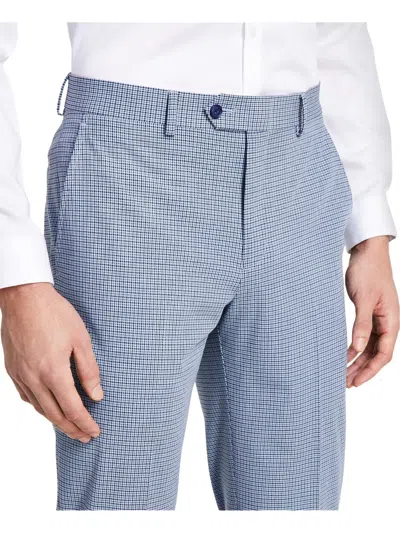 Bar Iii Mens Check Print Polyester Dress Pants In Blue