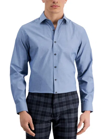 Bar Iii Mens Knit Cotton Button-down Shirt In Blue