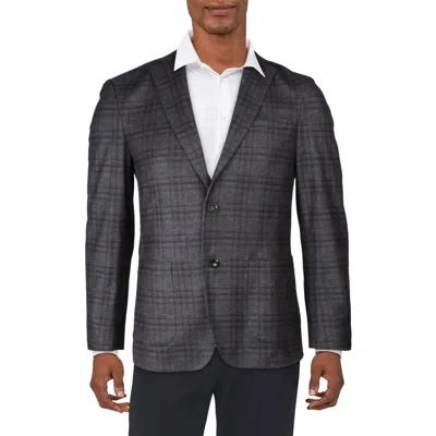 Bar Iii Mens Plaid Knit Two-button Blazer In Gray