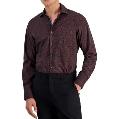Bar Iii Mens Printed Cotton Button-down Shirt In Red