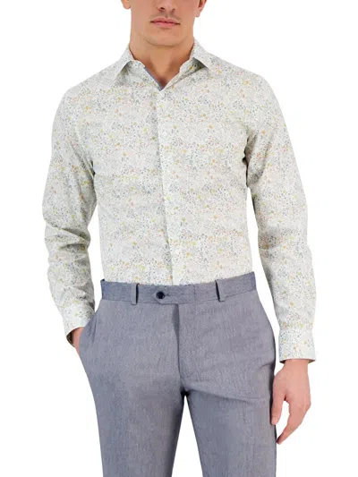 Bar Iii Mens Printed Stretch Button-down Shirt In Grey
