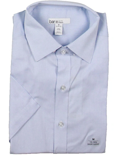Bar Iii Mens Slim Fit Short Sleeve Button-down Shirt In Blue