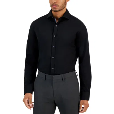 Bar Iii Mens Textured Cotton Button-down Shirt In Black
