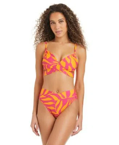 Bar Iii Ots Wrap Demi U W High Leg Swim Bottoms Bikini Top In Blue