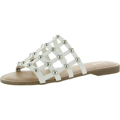 Bar Iii Pecanna Womens Faux Leather Open Toe Flat Sandals In Multi