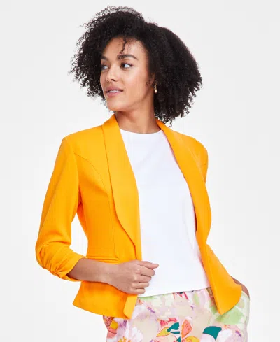 Bar Iii Petite 3/4-sleeve Shawl-collar Blazer, Created For Macy's In Fruity Orange