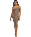 Bar Iii Petite Animal-print Bodycon Midi Dress, Created For Macy's In Molly Cheetah