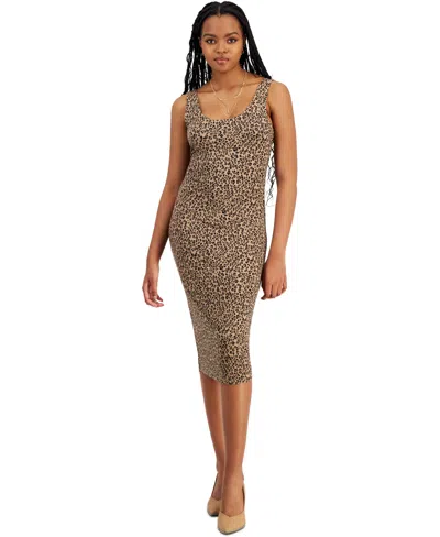 Bar Iii Petite Animal-print Bodycon Midi Dress, Created For Macy's In Molly Cheetah
