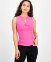 Bar Iii Women's Sleeveless Cutout Ribbed Bodysuit, Exclusively At Macy's In Pinkadelic