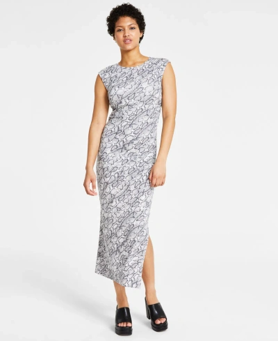 Bar Iii Petite Printed Side-ruched Midi Dress, Created For Macy's In Jess Snake