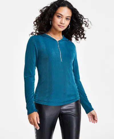 Bar Iii Petite Half-zip Hoodie, Created For Macy's In Sea Cave
