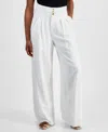 BAR III PETITE HIGH RISE PLEAT-FRONT WIDE LEG PANTS, CREATED FOR MACY'S