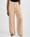 Bar Iii Petite High Rise Pleat-front Wide Leg Pants, Created For Macy's In Warm Ginger