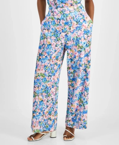 Bar Iii Petite High Rise Printed Wide Leg Pants, Created For Macy's In Lana Floral