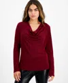 Bar Iii Petites Womens Solid Polyester Pullover Top In Cherry Pie