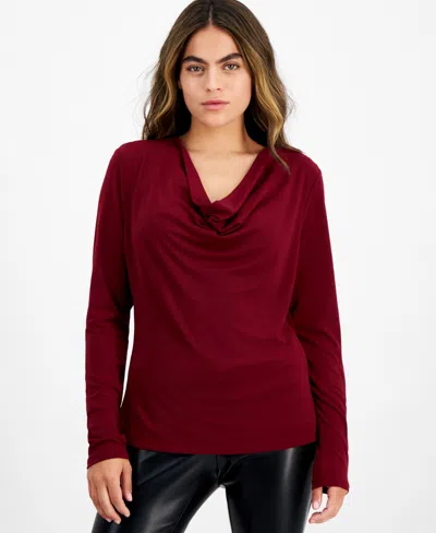 Bar Iii Petites Womens Solid Polyester Pullover Top In Burgundy