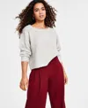 Bar Iii Petite Metallic Crewneck Sweater, Created For Macy's In Silver