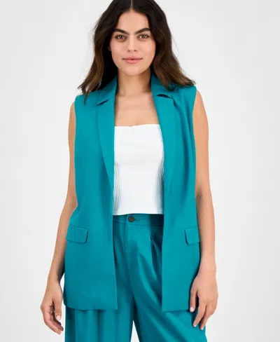 BAR III PETITE OPEN-FRONT LONG VEST, CREATED FOR MACY'S