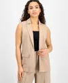 Bar Iii Petite Open-front Long Vest, Created For Macy's In Warm Ginger
