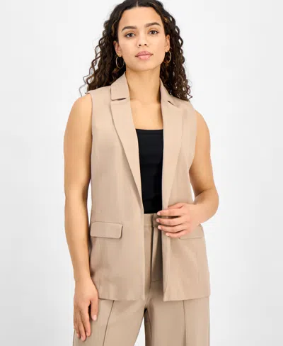 Bar Iii Petite Open-front Long Vest, Created For Macy's In Warm Ginger