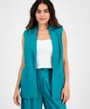 Bar Iii Petite Open-front Long Vest, Exclusively At Macy's In Blue