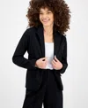 Bar Iii Petite Peak-lapel Open-front Blazer, Exclusively At Macy's In Deep Black