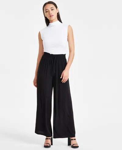 Bar Iii Petite Pull-on Wide-leg Pants, Created For Macy's In White