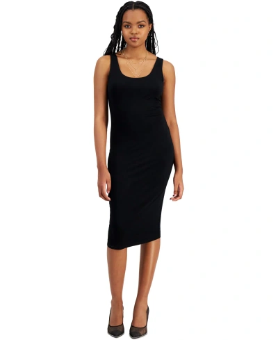 Bar Iii Petite Scoop-neck Sleeveless Jersey Midi Dress, Created For Macy's In Deep Black