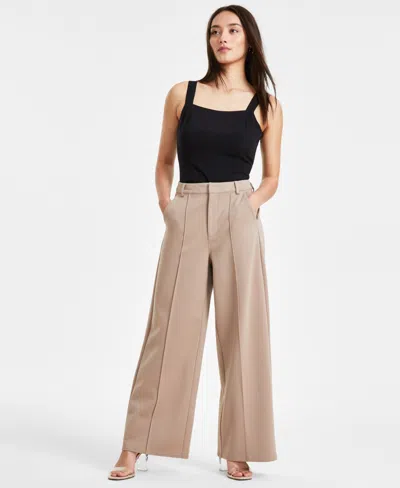 Bar Iii Petite Seamed Wide-leg Ponte Pants, Created For Macy's In Warm Ginger