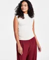 Bar Iii Petite Side-ruched Mock-neck Sleeveless Top, Created For Macy's