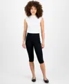 Bar Iii Petite Side-studded Ponte Capri Pants, Exclusively At Macy's In Deep Black