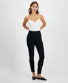 Bar Iii Petite Side-zip Ponte Leggings, Created For Macy's In Deep Black