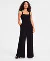 Bar Iii Petite Square-neck Sleeveless Wide-leg Jumpsuit, Created For Macy's In Deep Black