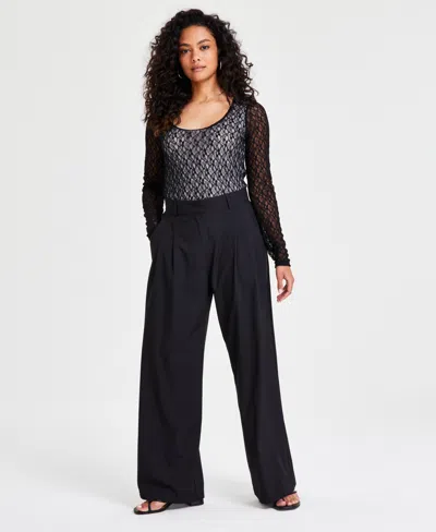 Bar Iii Petite Wide-leg Pants, Created For Macy's In Deep Black