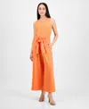 Bar Iii Petite Women's Sleeveless Crewneck Tie-waist Jumpsuit, Created For Macy's