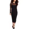 Bar Iii Petite Lace Long-sleeve Bodycon Midi Dress, Created For Macy's In Black