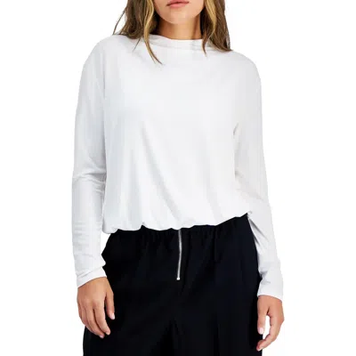 Bar Iii Petites Womens Crop Rayon Mock Turtleneck Sweater In White