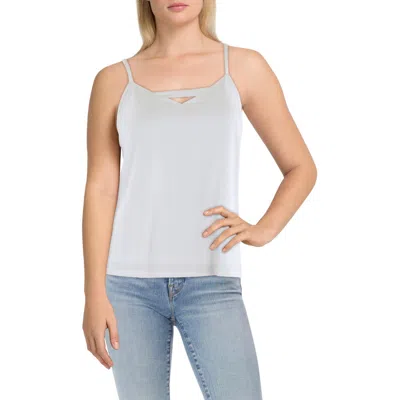 Bar Iii Petites Womens Cut-out Sleeveless Tank Top In White
