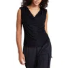 Bar Iii Petites Womens Embellished Polyester Blouse In Black
