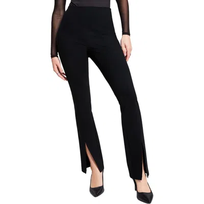 Bar Iii Petites Womens High Rise Split Hem Flared Pants In Black