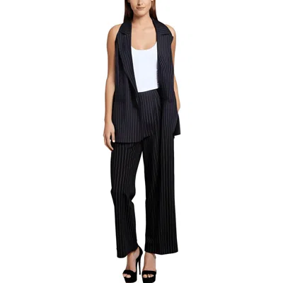 Bar Iii Petites Womens Pinstripe Polyester Dress Pants In Black
