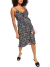 Bar Iii Petites Womens Printed Mini Wrap Dress In Multi