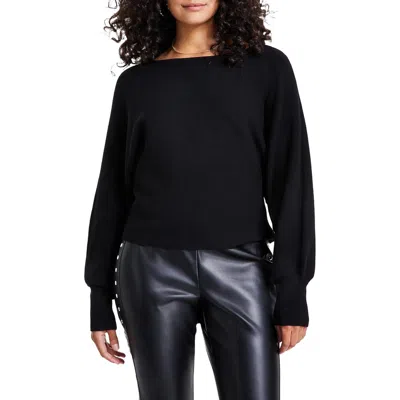 Bar Iii Petites Womens Ribbed Knit Crop Sweater In Black