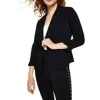 Bar Iii Petites Womens Sit Seprate Work Wear Open-front Blazer In Black