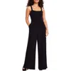 Bar Iii Petites Womens Solid Rayon Jumpsuit In Black